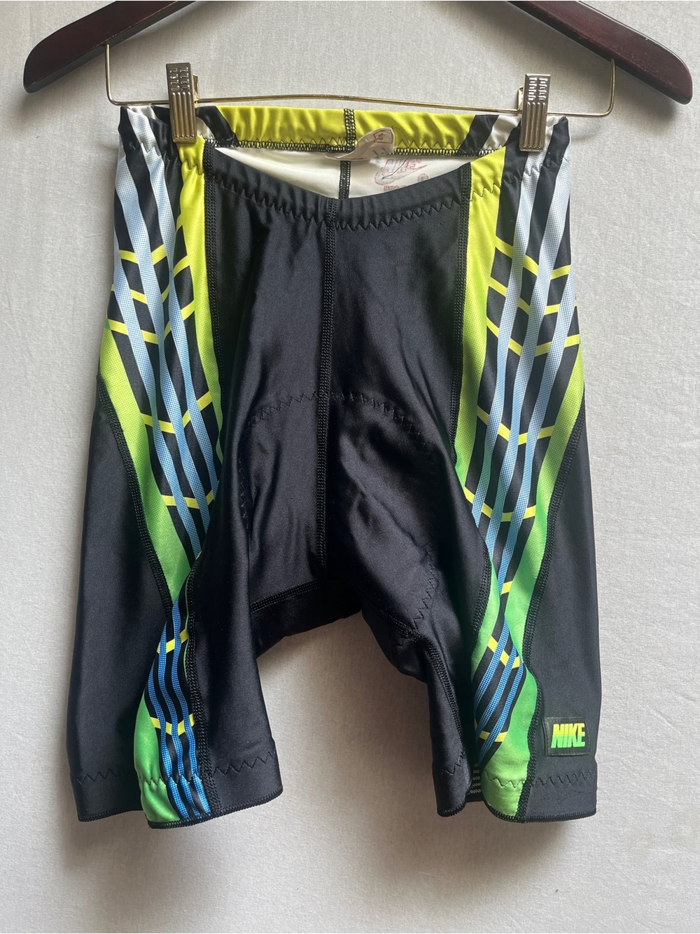 Vintage 90s Nike Padded Cycling Bike Shorts Neon Geometric Sz Large
